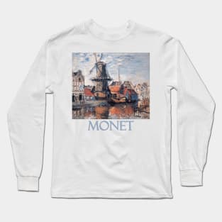 The Windmill on the Onbekende Canal, Amsterdam by Claude Monet Long Sleeve T-Shirt